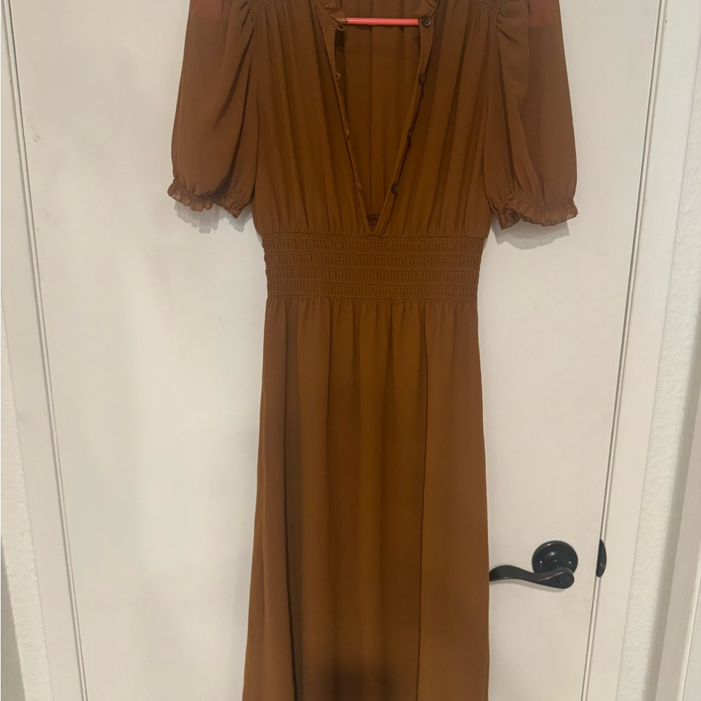 Aritzia Brown Midi Dress with Elegant Design